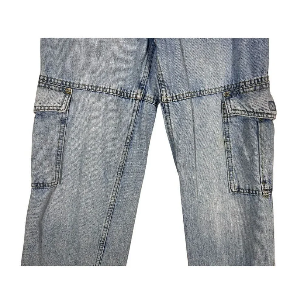 Aeropostale Low Rise Cargo Jean XS Light Wash Y2K Baggy Grunge Skater Festival